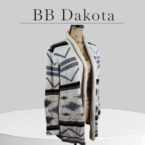 B B Dakota Southwest‎ Aztec Wool Blend Open Front Cardigan Sweater Size Small
